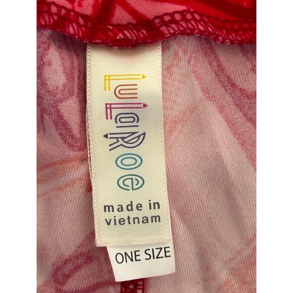 LuLaRoe Womens Red & Pink Abstract Pattern Leggings - Picture 9 of 9